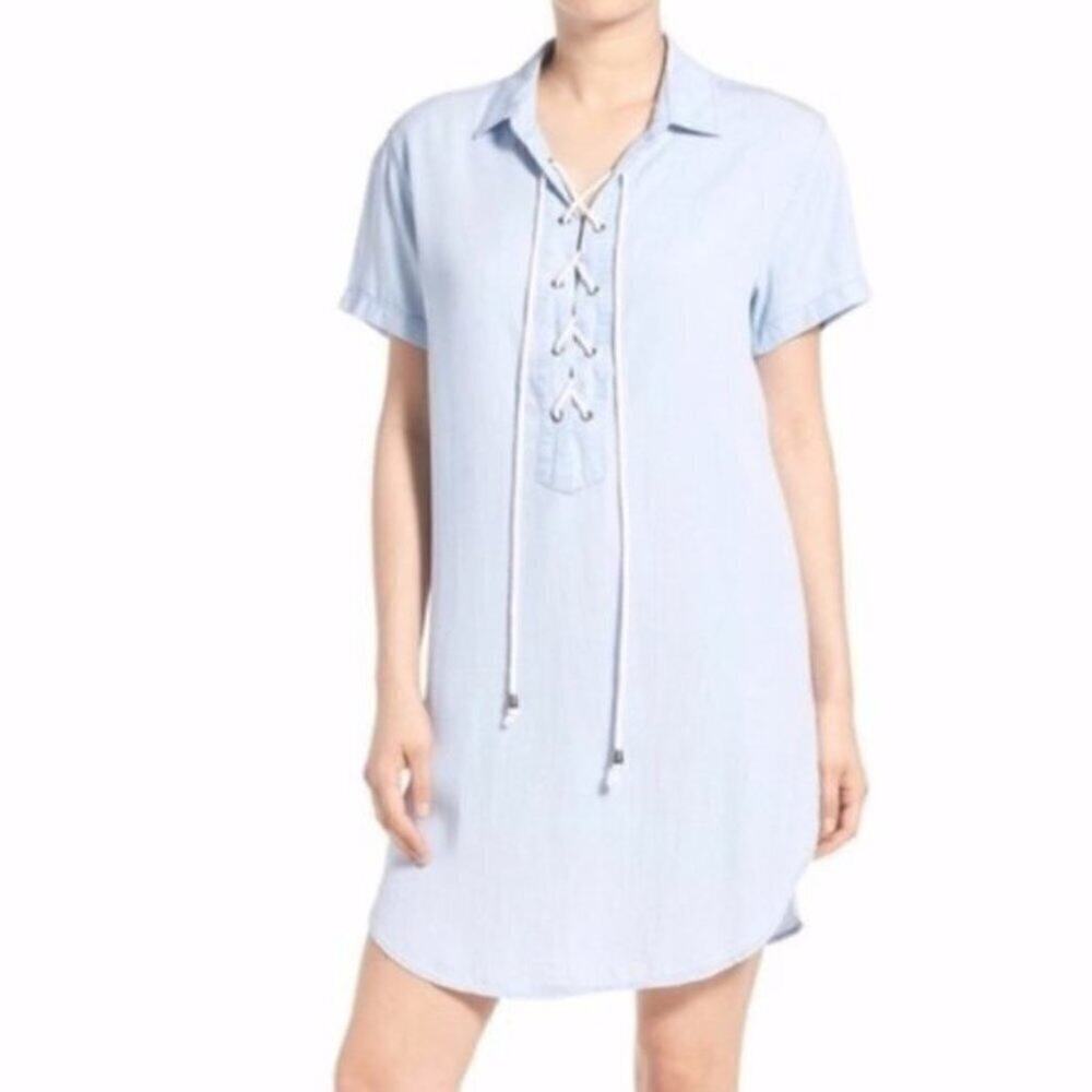 Rails “Rocky” Lace Up Chambray Shift Sz S - image 1